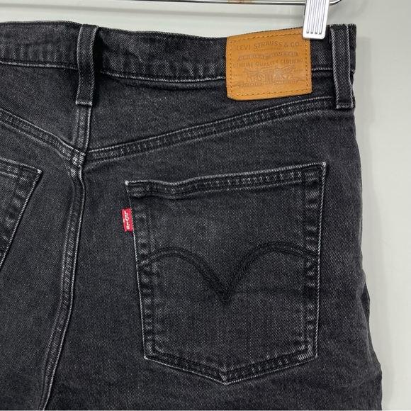 Levi’s Premium Ribcage Denim Shorts Washed Black Bayou High Waisted Plus Size 32 - Picture 10 of 16